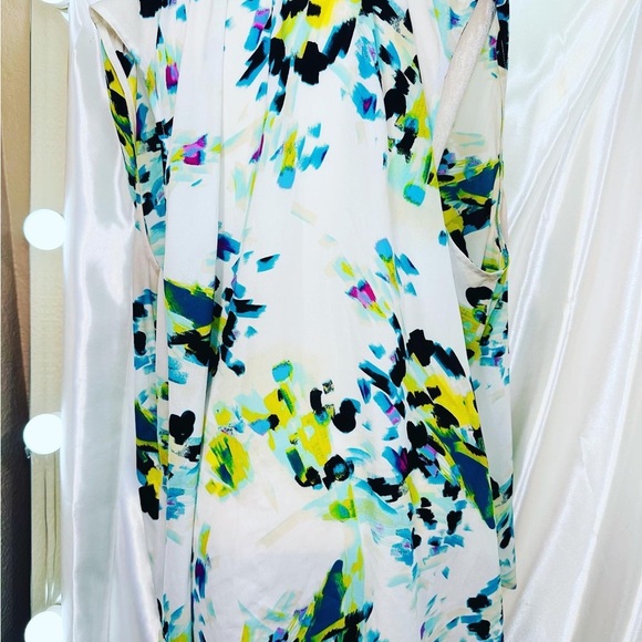 Worthington Top Womens 3X Royal Blue Floral Button Up Sleeveless V-Neck Blouse - Picture 4 of 6